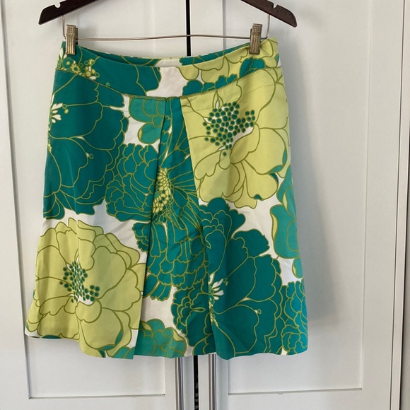 Ann Taylor Knee Length Side Zip A-Line Floral Skirt Cotton/Silk Size 6 - Picture 1 of 8